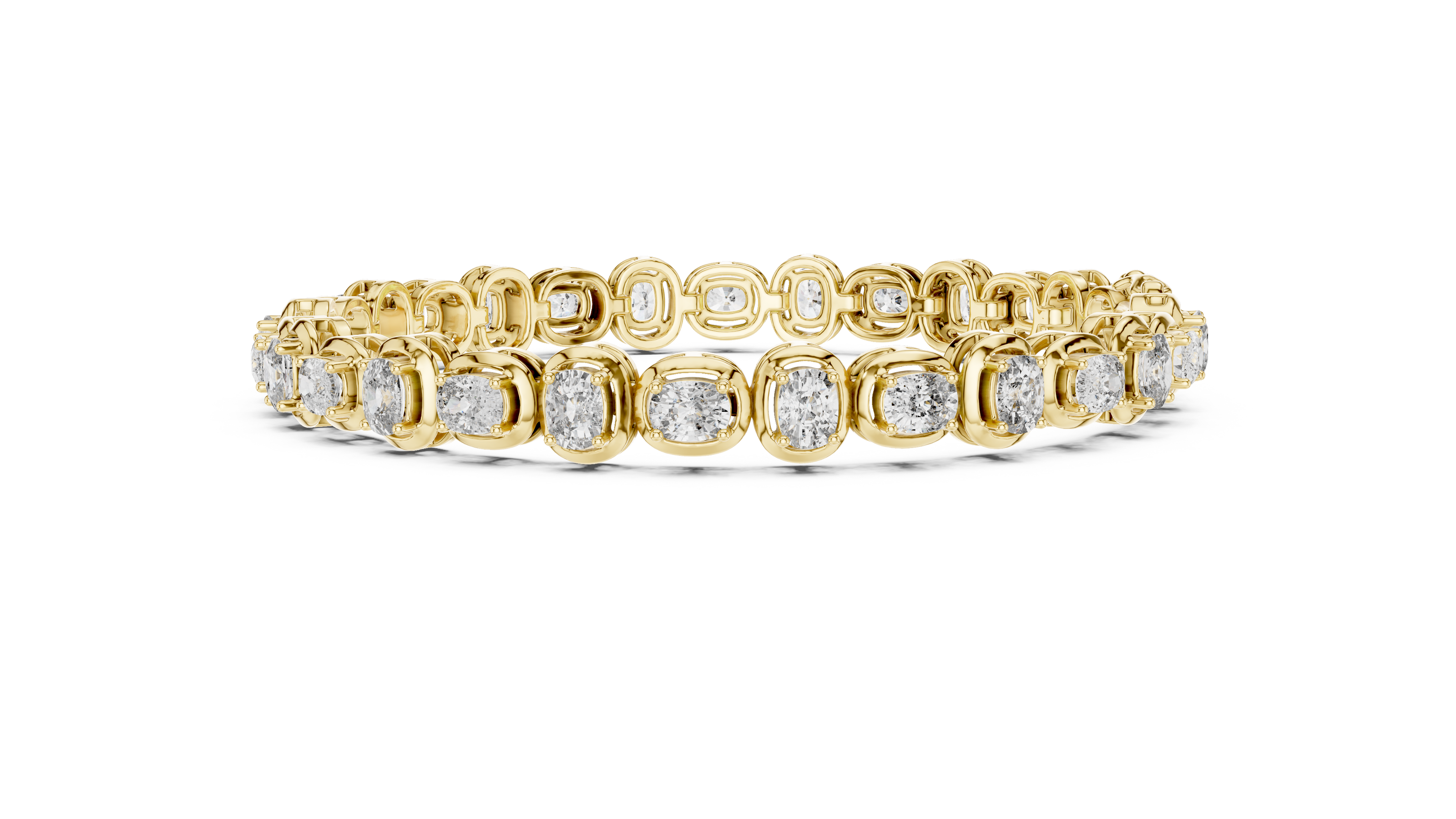 Gold bracelet with diamond accents on a white background