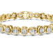 Gold bracelet with diamond accents on a white background