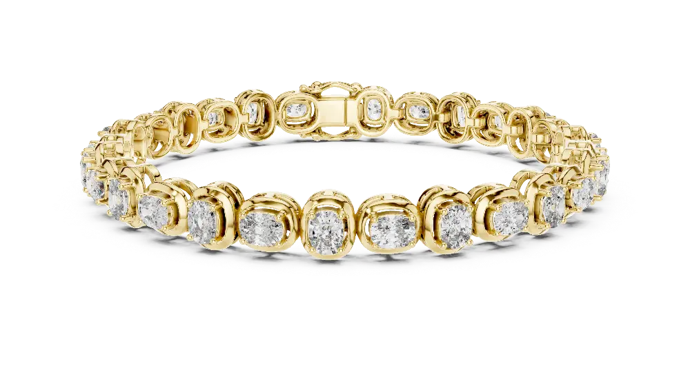 Gold bracelet with diamond accents on a white background