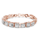 Rose gold bracelet with square-cut diamonds on a white background