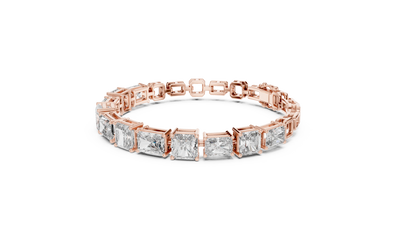 Radiant & Emerald Cut Diamond Tennis Bracelet in Rose Gold

