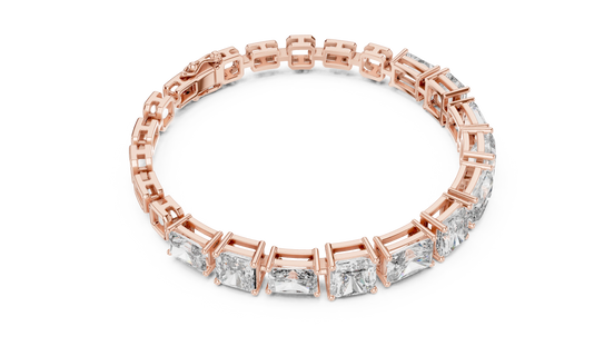 Radiant & Emerald Cut Diamond Tennis Bracelet in Rose Gold
