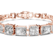 Rose gold bracelet with square-cut diamonds on a white background
