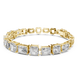 Gold bracelet with square-cut diamonds on a white background