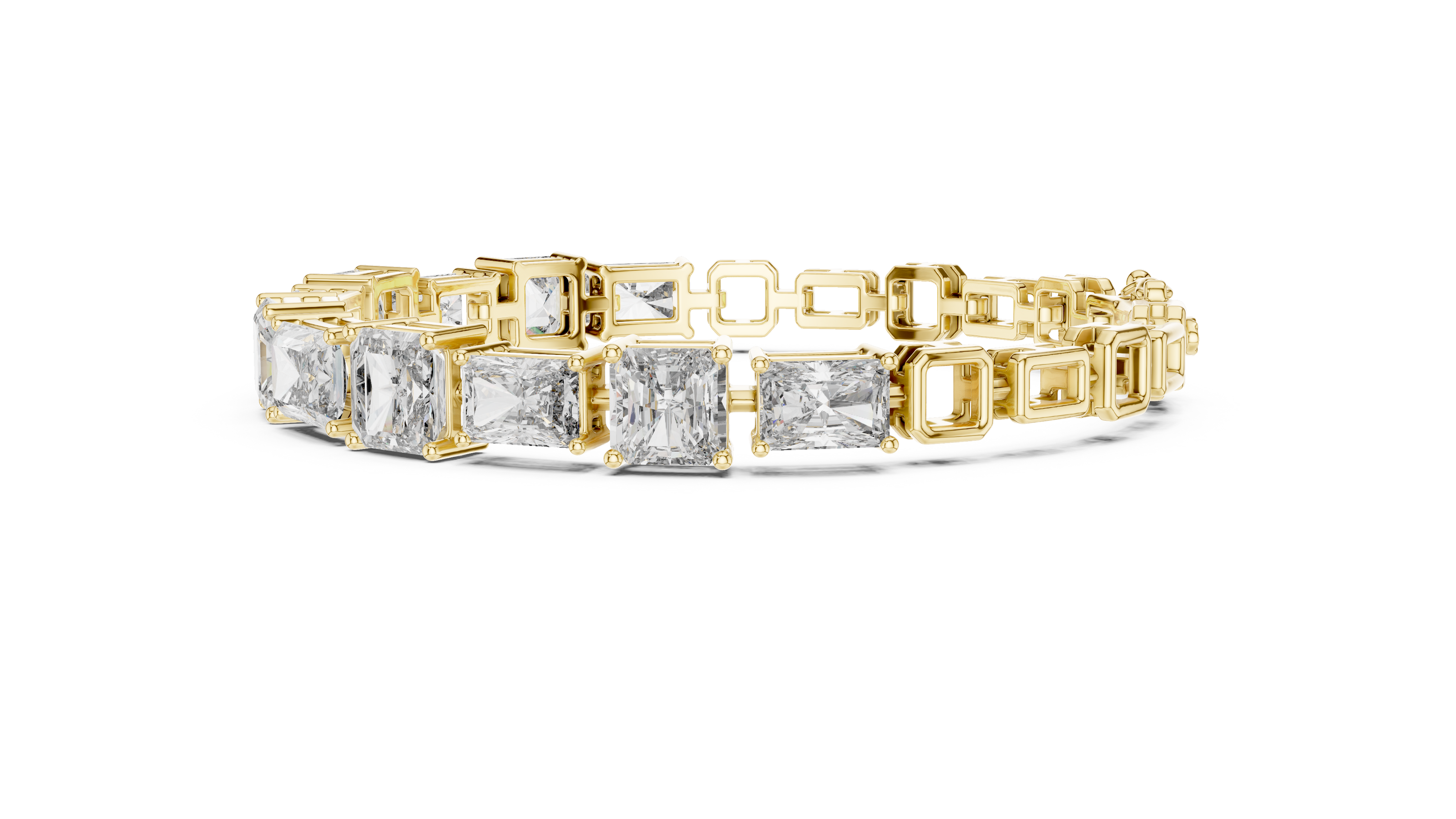 Gold bracelet with diamond accents on a white background