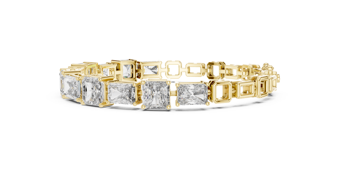 Gold bracelet with diamond accents on a white background