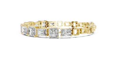 Gold bracelet with diamond accents on a white background