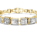 Gold bracelet with square-cut diamonds on a white background