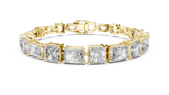 Radiant & Emerald Cut Diamond Tennis Bracelet in Yellow Gold
