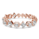 Rose gold and diamond ring on a white background