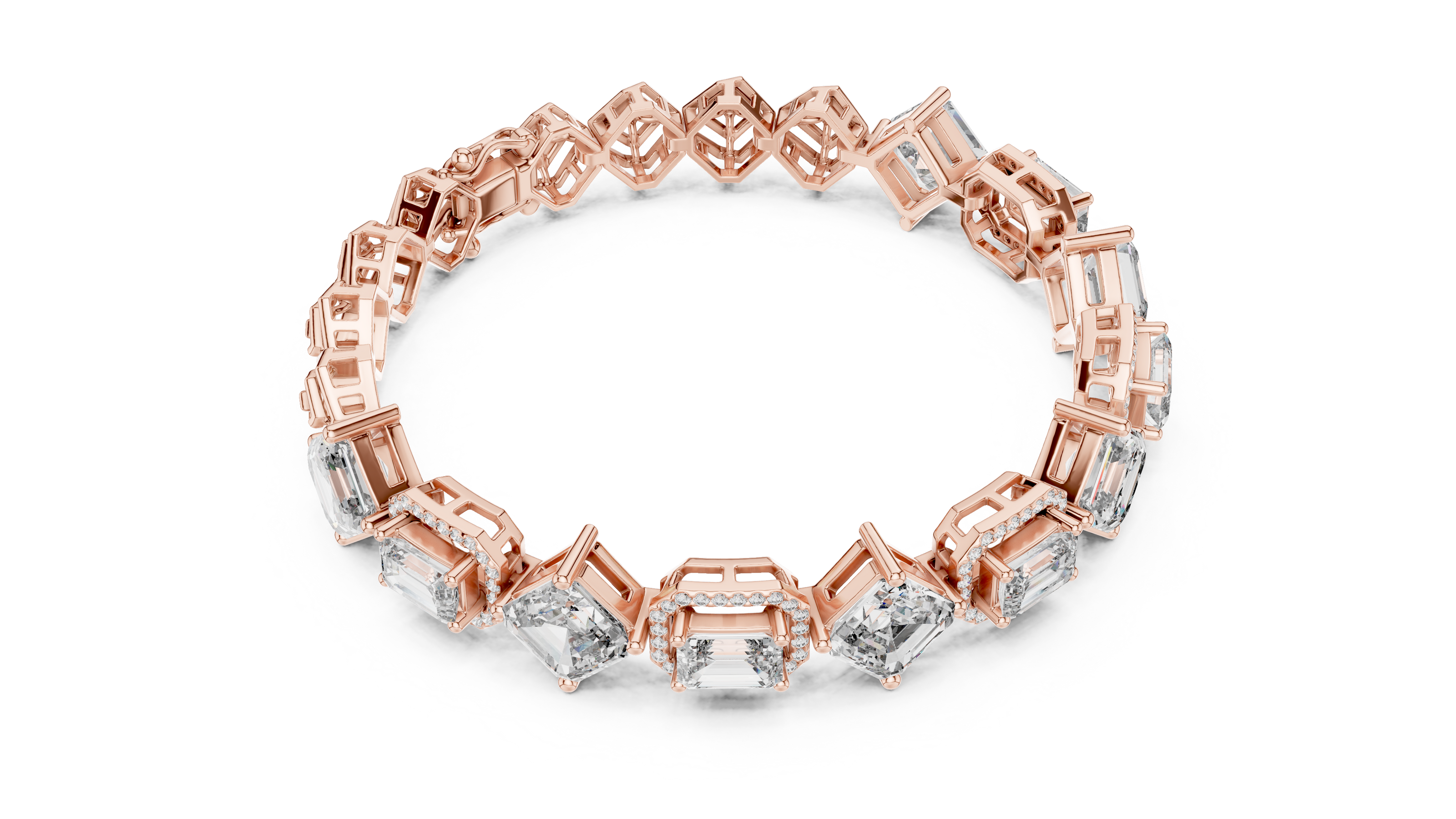 Gold and diamond bracelet on a white background