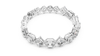 Geometric Diamond Link Bracelet in White Gold