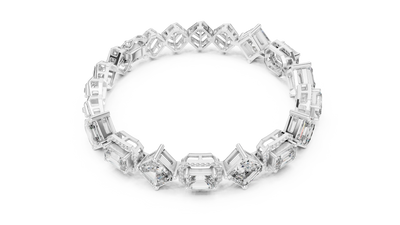 Geometric Diamond Link Bracelet in White Gold