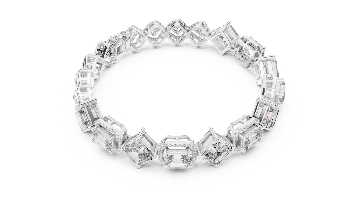 Gold and diamond bracelet on a white background