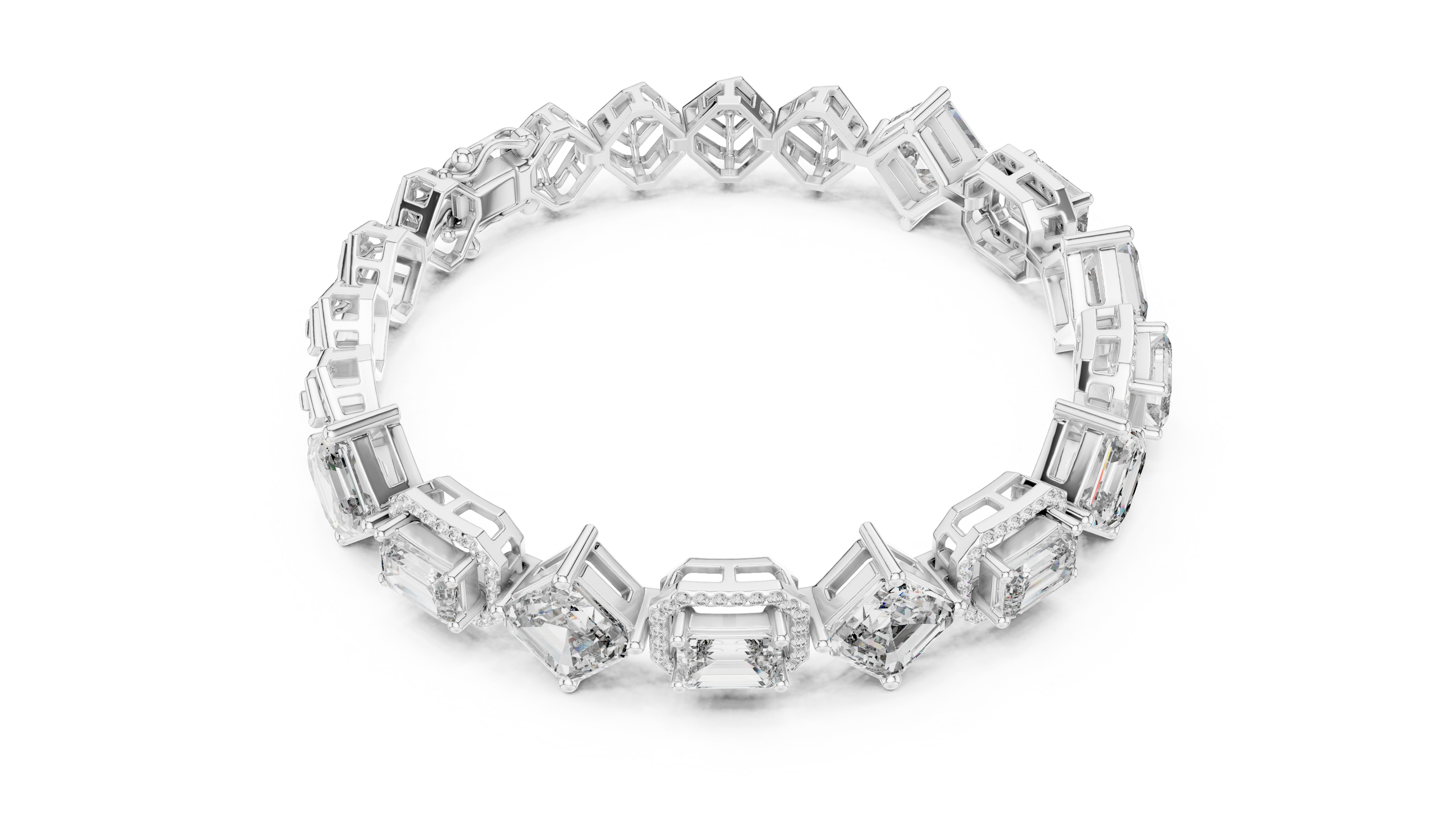 Gold and diamond bracelet on a white background