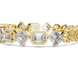 Gold ring with various diamond shapes on a white background