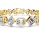 Gold bracelet with diamond accents on a white background