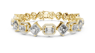 Geometric Diamond Link Bracelet in Yellow Gold
