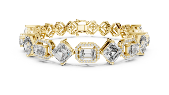 Geometric Diamond Link Bracelet in Yellow Gold