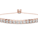 Rose gold bracelet with clear gemstones on a white background