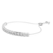 Silver bracelet with clear stones on a white background