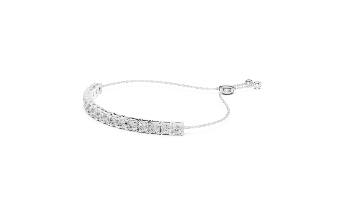 Silver bracelet with clear stones on a white background