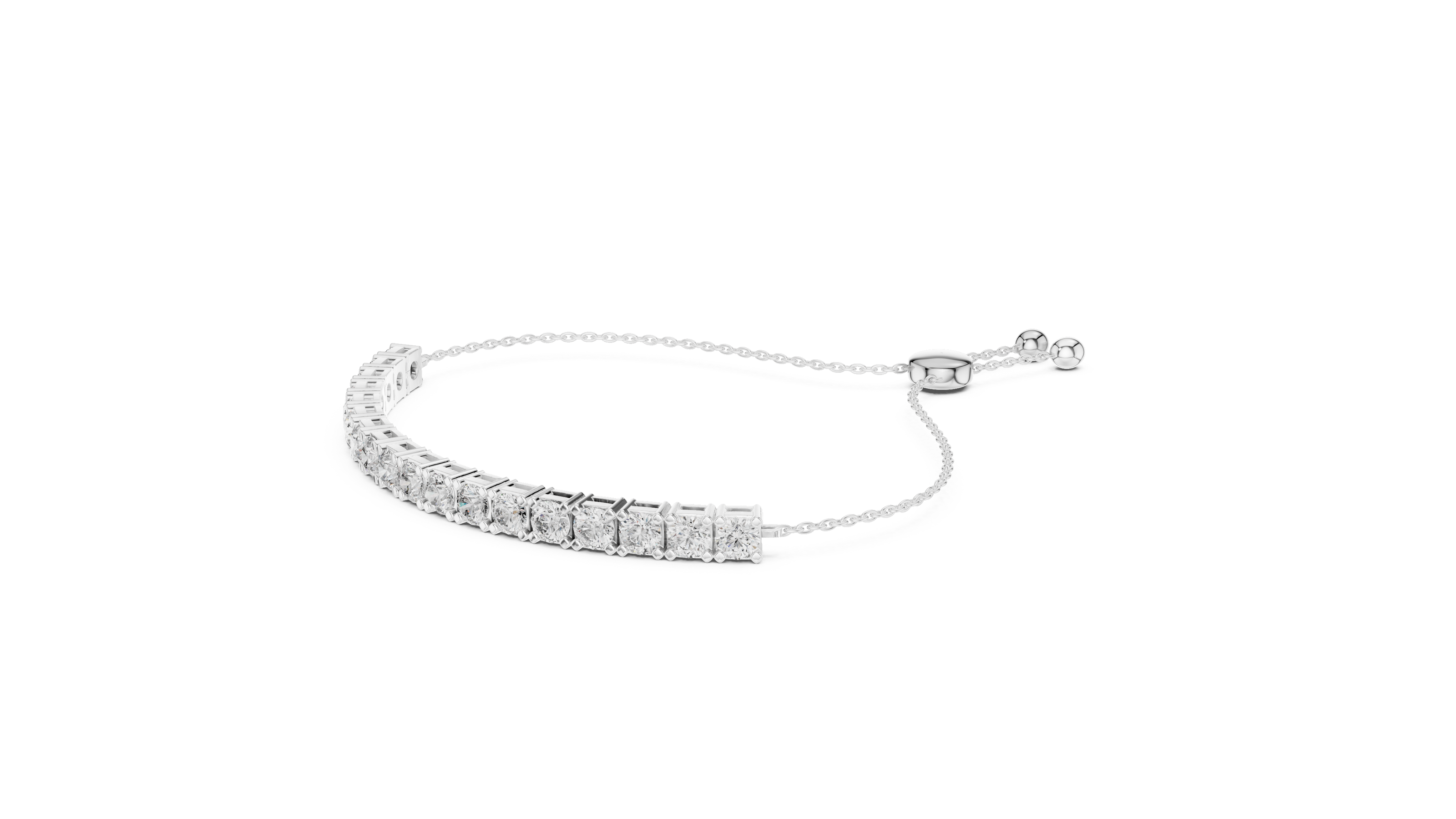 Silver bracelet with clear stones on a white background