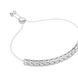 Silver bracelet with clear stones on a white background