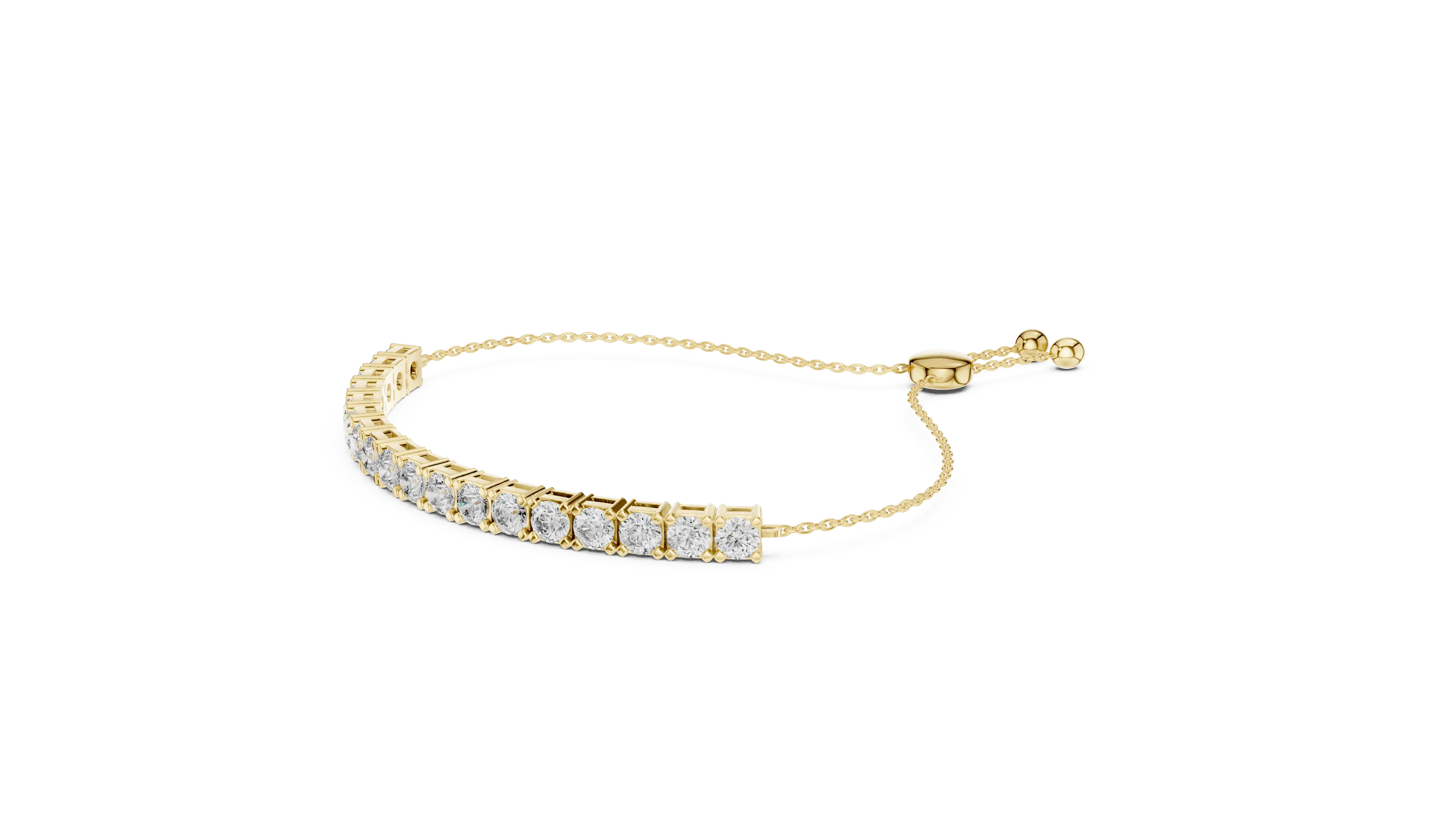 Gold bracelet with clear stones on a white background