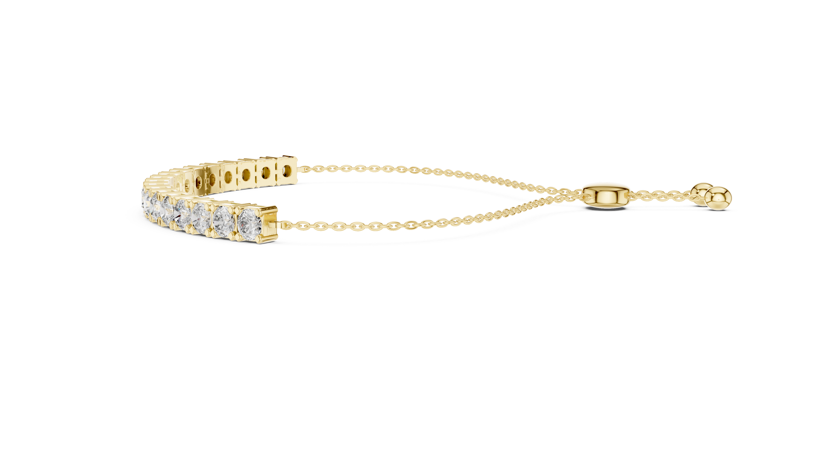 Gold bracelet with diamond accents on a white background