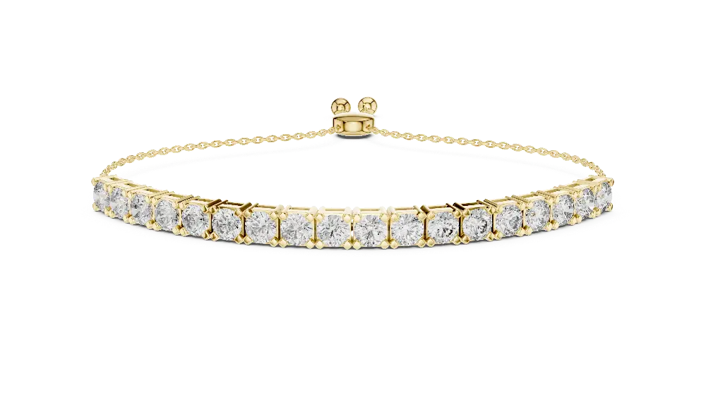 Rose gold bracelet with clear gemstones on a white background