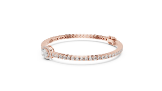 Round Halo Diamond Tennis Bracelet in Rose Gold