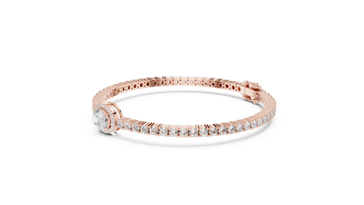 Round Halo Diamond Tennis Bracelet in Rose Gold