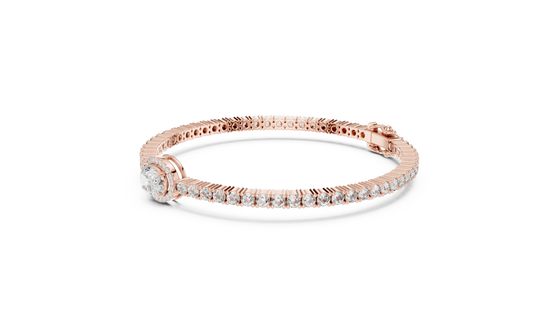 Round Halo Diamond Tennis Bracelet in Rose Gold