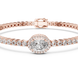 Rose gold bracelet with a central diamond on a white background