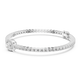 Silver bracelet with clear stones on a white background