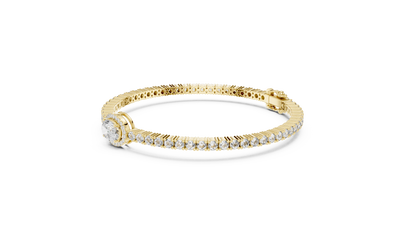 Round Halo Diamond Tennis Bracelet in Yellow  Gold