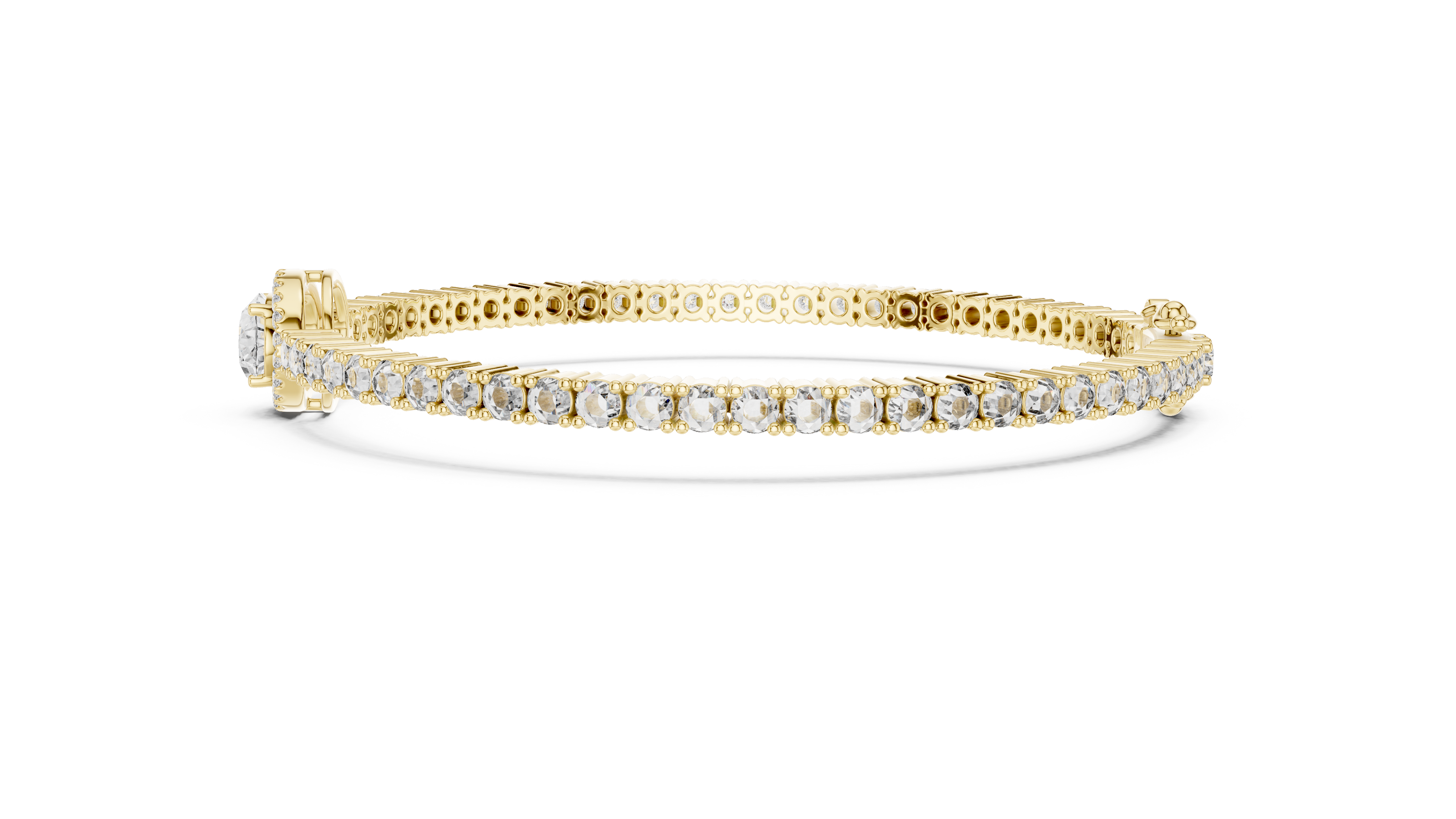 Gold bracelet with diamonds on a white background