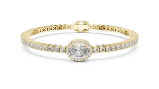 Round Halo Diamond Tennis Bracelet in Yellow  Gold