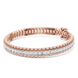 Rose gold bracelet with diamond accents on a white background