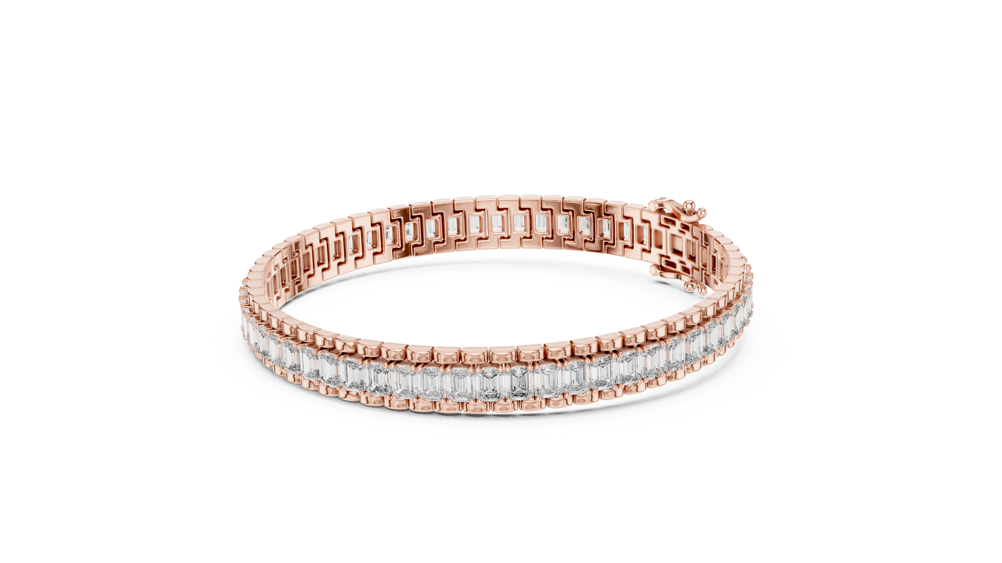 Lab grown round diamond tennis bracelet available in yellow gold white gold and rose gold with 49 brilliant diamonds in elegant collet setting
