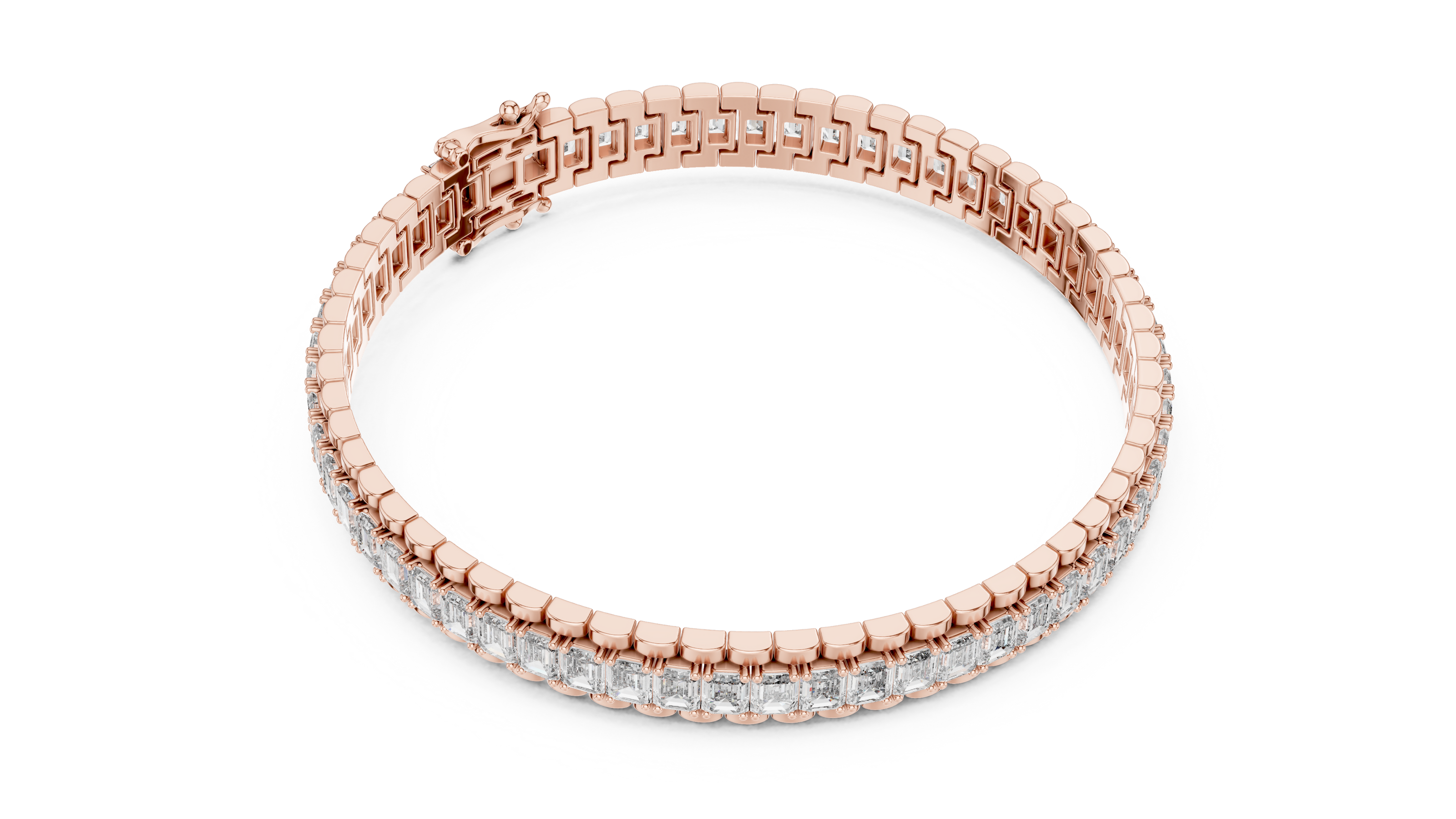 Lab grown round diamond tennis bracelet available in yellow gold white gold and rose gold with 49 brilliant diamonds in elegant collet setting