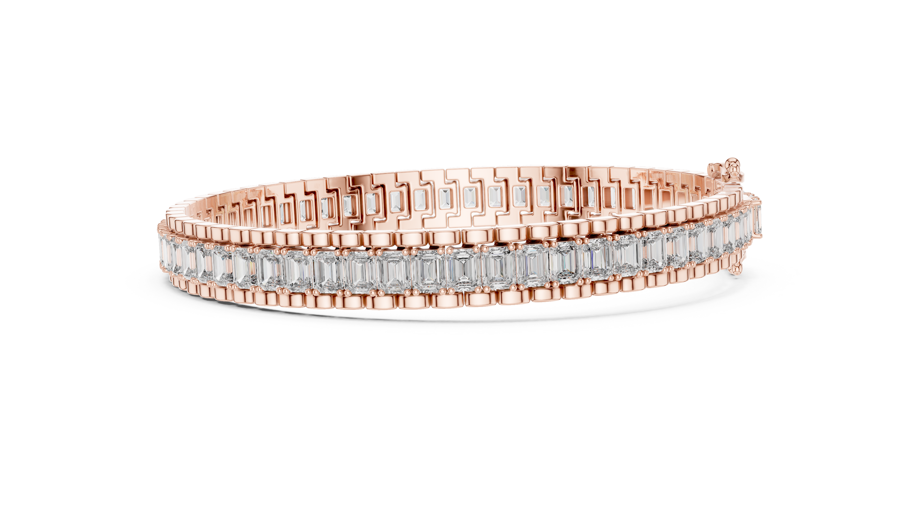 Lab grown round diamond tennis bracelet available in yellow gold white gold and rose gold with 49 brilliant diamonds in elegant collet setting