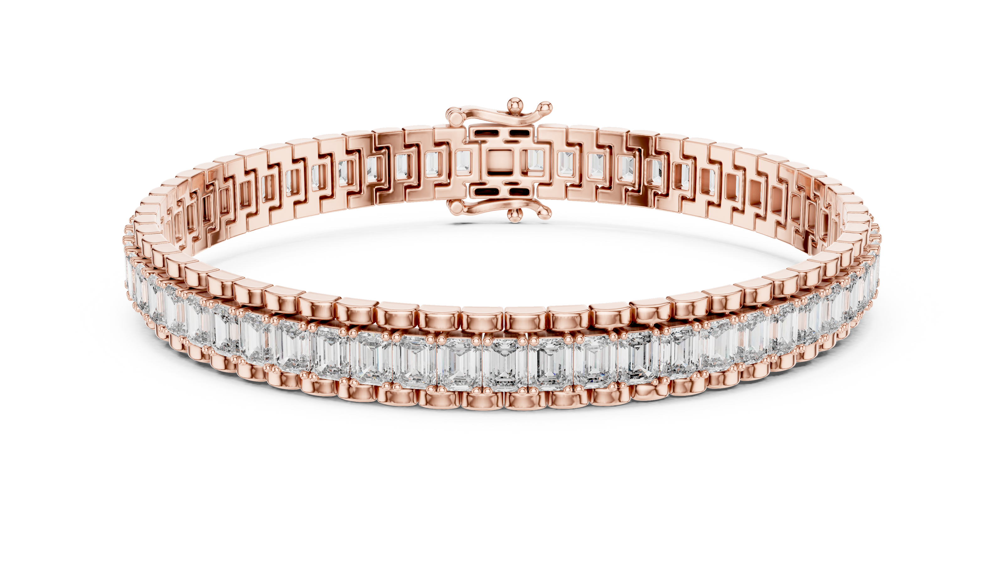 Lab grown round diamond tennis bracelet available in yellow gold white gold and rose gold with 49 brilliant diamonds in elegant collet setting