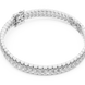 Silver bracelet with clear stones on a white background
