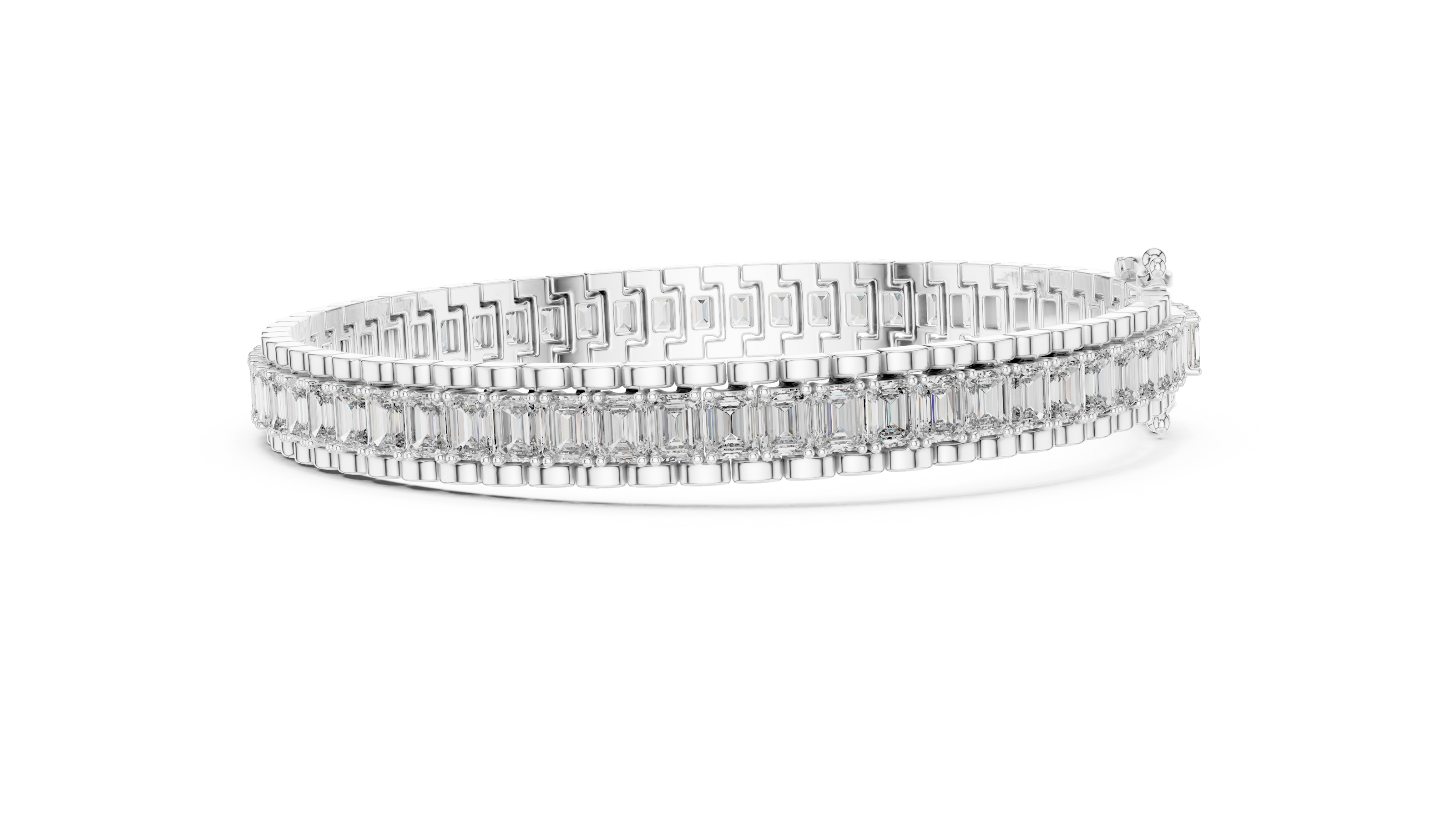 Lab grown round diamond tennis bracelet available in yellow gold white gold and rose gold with 49 brilliant diamonds in elegant collet setting