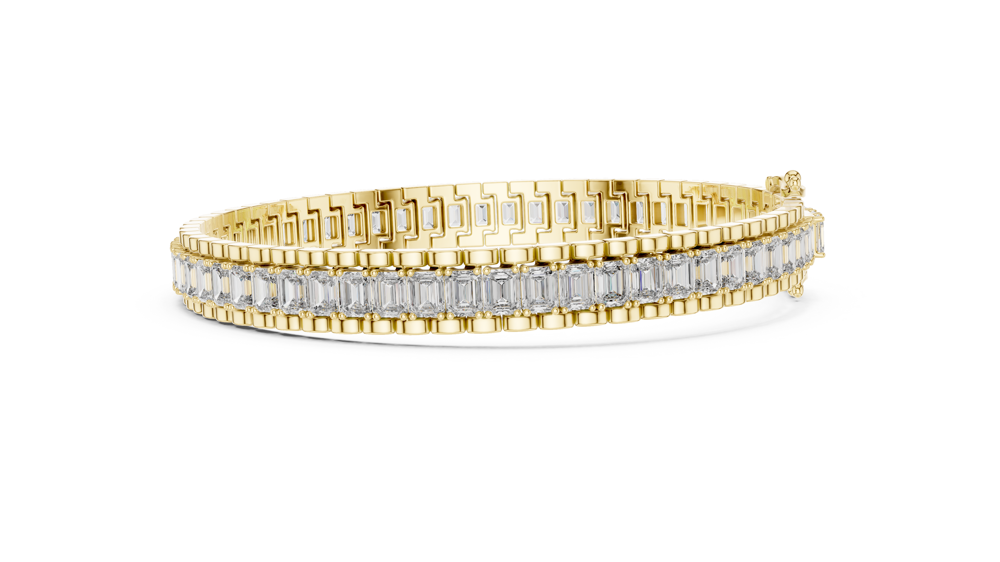 Lab grown round diamond tennis bracelet available in yellow gold white gold and rose gold with 49 brilliant diamonds in elegant collet setting