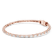 Rose gold bracelet with clear stones on a white background