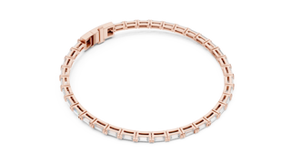 Baguette Cut Diamond Tennis Bracelet in Rose Gold