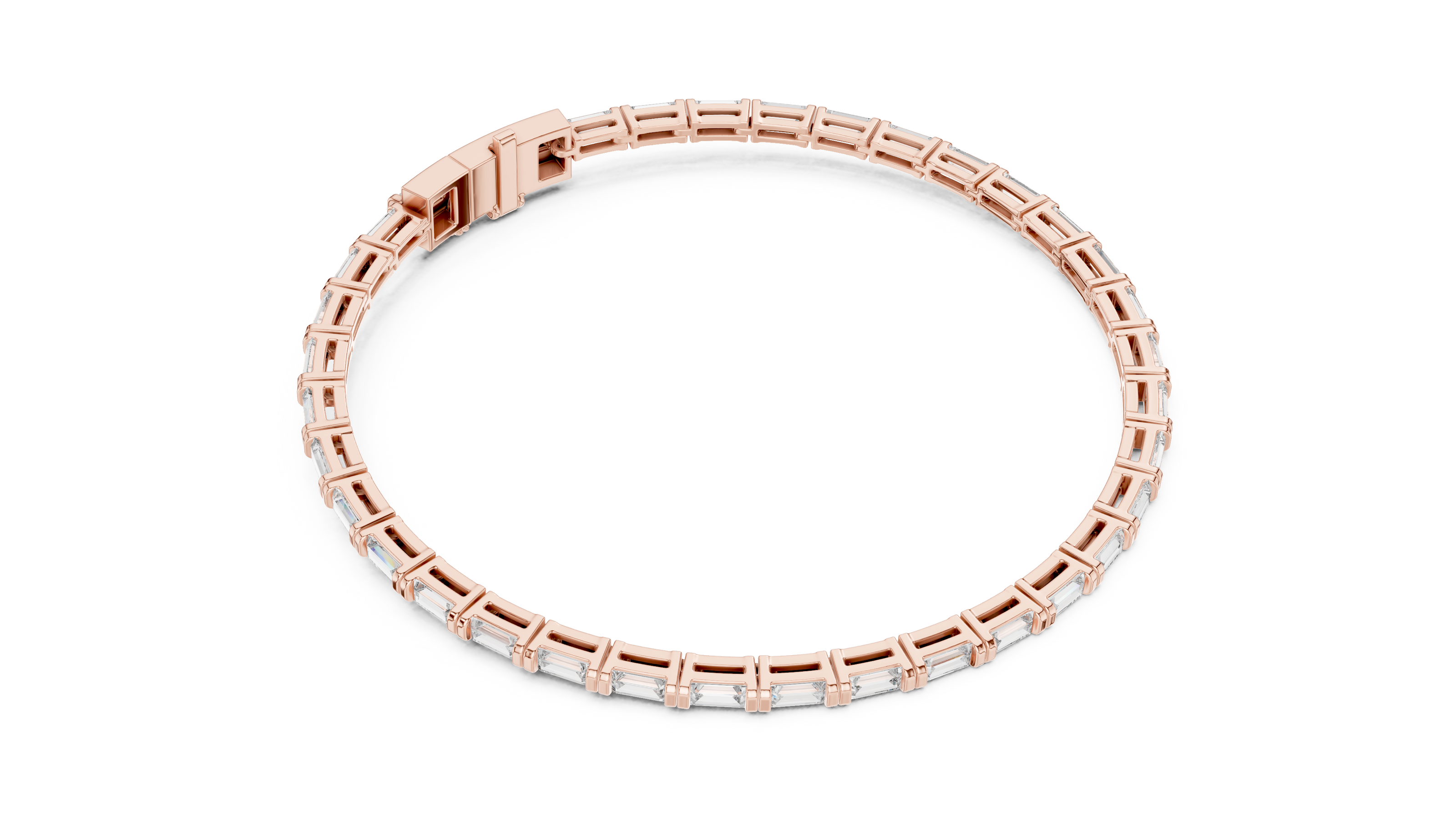 Rose gold bracelet on a white background